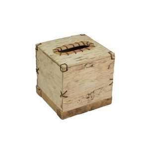 Birch Bark Square Tissue Box Holder Rustic Forest Lodge Cabin Decor Accessory